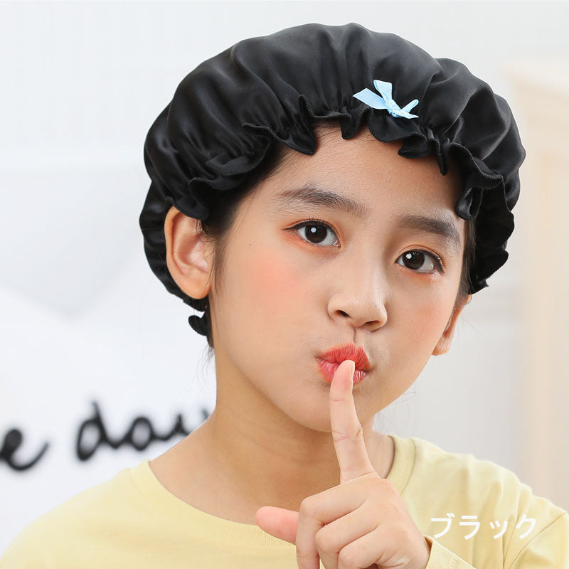 朝の寝癖防止に！忙しいママの味方、子供用シルクナイトキャップ（キッズサイズ小学生）