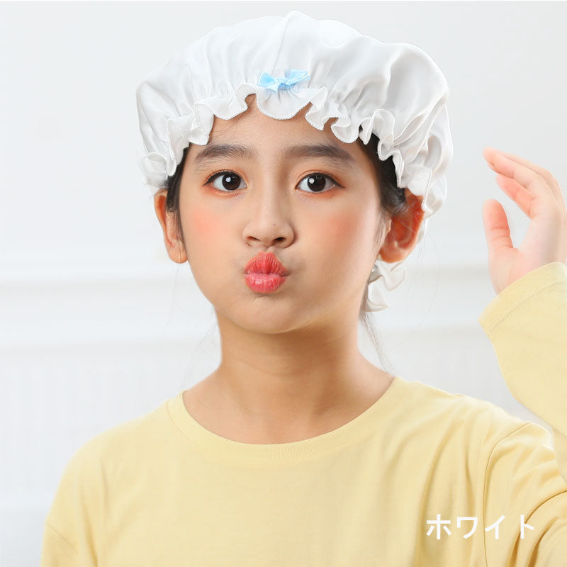 朝の寝癖防止に！忙しいママの味方、子供用シルクナイトキャップ（キッズサイズ小学生）